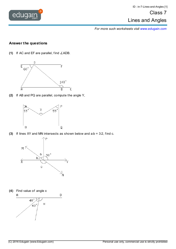 grade 7 lines and angles math practice questions tests worksheets quizzes assignments edugain usa